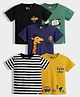 Orange Sugar 100% Cotton Knit Pack Of 5 Half Sleeves Giraffe Printed & Black Striped Tees  -  Multi Colour