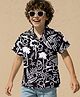 OLLINGTON ST. 100% Cotton Woven Half Sleeves Shirt with Nautical Theme Print - Black & White