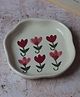 WEAVING HOMES Pastel Tulip Handmade Dessert Plate with Beautiful White Color Dinnerware Piece