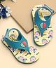 TOMSY CHOICE Teddy Bear Designed & Hot Air Balloon Applique Detailed With Velcro Closure Flip Flops - Navy Blue