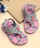 TOMSY CHOICE Dinosaur Designed & Hot Air Balloon Applique Detailed With Velcro Closure Flip Flops - Grey & Pink