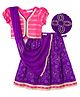 EARTHY TOUCH Cotton Woven Half Sleeves Lace & Bandhani Printed Choli Lahenga Set with Dupatta - Pink