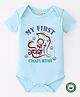 BLUSHES 100% Cotton Knit Ganesh Chaturthi Theme Half Sleeves My First Ganesh Chaturthi Text Printed Onesie - Aqua Blue