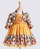 Enfance Floral Printed Stones Embellished Dress With Full Sleeves Jacket Set - Mango