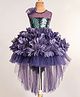 Enfance Sleeveless Floral Applique Detailed Pearls Embellished Tailback Knee Length Dress - Purple