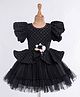 Enfance Half Bell Sleeves Floral Applique Detailed Knee Length Dress - Black