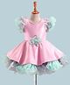 Enfance Sleeveless Floral Applique & Ruffles Detailed Knee Length Dress - Pink