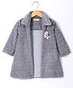 Enfance Full Sleeves Floral Applique Detailed Quilted Long Jacket - Grey