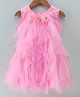 Enfance Sleeveless Floral Applique Detailed & Ruffle Detailed Knee Length Dress - Pink