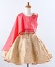 Enfance Sleeveless Floral Applique Detailed & Foil Printed Knee Length Dress - Pink