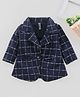 Enfance Full Sleeves Checked Winter Jacket - Navy Blue