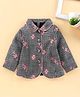 Enfance Full Sleeves Checked & Floral Printed Winter Jacket - Grey