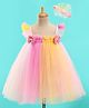 Enfance Cap Sleeves Bow Applique Detailed & Sequins Embellished Knee Length Dress  - Pink