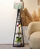 Crosscut Furniture- Printed Series Tripod Floor Lamp with 3 Shelves, LED Bulb Included (Garden Grass)