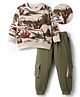 OLLINGTON ST. 100% Cotton Full Sleeves Sweatshirt & Jogger Set - Multicolor & Olive Green