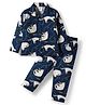 Ollypop Sinker Knit Full Sleeves Co-ords Night Suit With Animal Print - Navy Blue