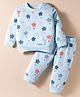 Ollypop Interlock Knit Full Sleeves Co-ords Night Suit With Star Print - Light Blue