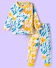 Babyhug Cotton Knit Full Sleeves Co-ords Night Suit With Text Print - Yellow & White