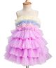 Enfance Sleeveless Pearls Embellished & Ruffle Detailed Knee Length Dress - Lavender