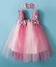 Enfance Sleeveless Sequins Embellished & Bow Applique Detailed Knee Length Dress With Headband Set - Pink