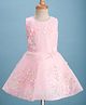 Enfance Sleeveless Floral Applique Detailed & Pearls Embellished Knee Length Dress - Pink