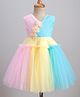 Enfance Sleeveless Floral Applique Detailed & Colour Blocked Knee Length Dress - Pink