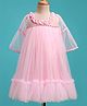 Enfance Three Fourth Sleeves Floral Applique Detailed Knee Length Dress - Pink