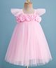 Enfance Cap Sleeves Floral Applique Detailed Knee Length Dress - Pink
