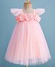 Enfance Cap Sleeves Floral Applique Detailed Knee Length Dress - Peach