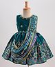 Enfance Sleeveless Floral Printed Beads Embellished Dress With Attached Dupatta - Green