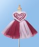 Enfance Sleeveless Heart Applique Detailed Shimmered Knee Length Dress - Dark Pink