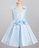 Enfance Sleeveless Sequins Embellished & Floral Applique Detailed Knee Length Dress - Sky Blue