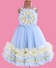 Enfance Sleeveless Floral Applique Detailed & Ruffle Detailed Knee Length Layered Dress - Powder Blue
