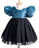 Enfance Half Balloon Sleeves Floral Applique Detailed Knee Length Dress - Rama Green