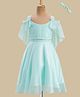 Enfance Sleeveless Glitter Detailed Stone Embellished Ruched Flared Knee Length Dress - Sea Green