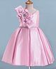 Enfance Sleeveless Solid Knee Length Dress With Detachable Floral Applique & Bow Broach Set - Pink