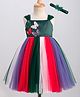 Enfance Sleeveless Butterfly Patch Embroidered & Sequins Embellished Knee Length Dress With Headband Set - Bottle Green