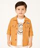 Dapper Dudes Full Sleeves Textured Shirt With Typography Printed Tee - Khaki