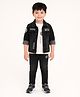 Dapper Dudes Typography Printed Tee & Pant With Full Sleeves Jacket Set - Black