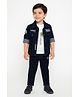 Dapper Dudes Typography Printed Tee & Pant With Full Sleeves Jacket Set - Blue