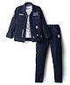 Dapper Dudes Typography Printed Tee & Pant With Full Sleeves Jacket Set - Blue