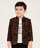 Dapper Dudes Full Sleeves Typography Printed Jacket With Tee Set - Brown