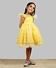 PinkCow Net Woven Frill Sleeves Pearls Embellished Net & Butterflies Detailed Dress -  Yellow