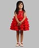 PinkCow Sequins Woven Sleeveless Sequins Embellished Ruffles Detailed Layered Dress - Red