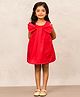 PinkCow Taffeta Woven Sleeveless Bow Applique Detailed Dress - Red