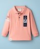 Ollypop Sinker Knit Full Sleeves Polo T-Shirt with Nautical Theme Graphic & Embroidery - Peach
