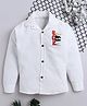 Fourfolds Cotton Blend Woven Full Sleeves Relax Text Printed Shirt - White