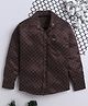 Fourfolds Cotton Blend Woven Full Sleeves Abstract Printed Shirt - Brown