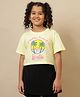 Kidsville Cotton Knit Mattel Featuring Half Sleeves Barbie Text Printed Crop Tee - Yellow