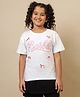 Kidsville Cotton Knit Mattel Featuring Half Sleeves Barbie Text Printed Tee - White